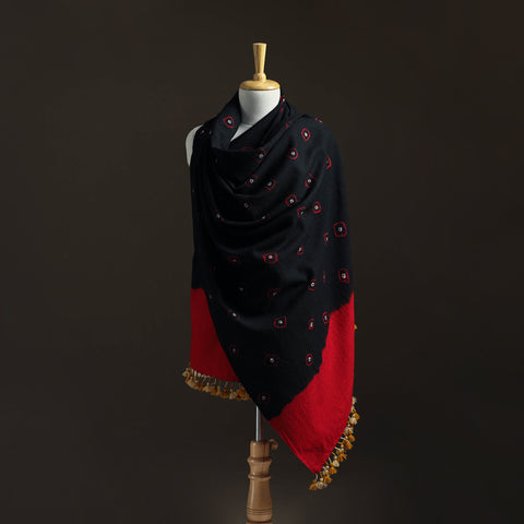 Kutch Handwoven Merino Wool Bandhani Tie-Dye Shawl 21