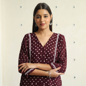 Buy Bandhani Tie-dye Cotton Straight Kurta for Women