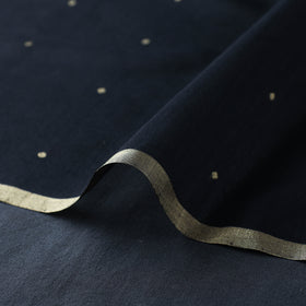 Black Handloom Silk Cotton Zari Buti Chanderi Fabric