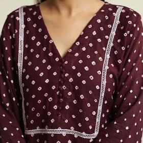Buy Bandhani Tie-dye Cotton Straight Kurta for Women