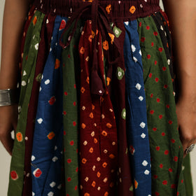 Multicolor - Bandhani Tie-Dye Patchwork Cotton Short Skirt 42