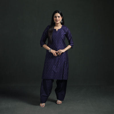 Spun Dupion Viscose Silk Zari Buti Straight Kurta with Salwar Set for women 08