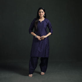 Spun Dupion Viscose Silk Zari Buti Straight Kurta with Salwar Set for women 08