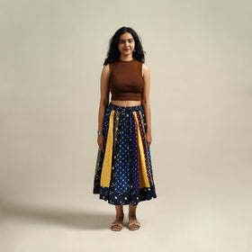 Multicolor - Bandhani Tie-Dye Patchwork Cotton Short Skirt 43
