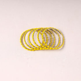  Hapur Flower Beadwork Bangles by Aagaz (Set of 6) 