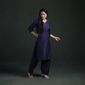 Spun Dupion Viscose Silk Zari Buti Straight Kurta with Salwar Set for women 08