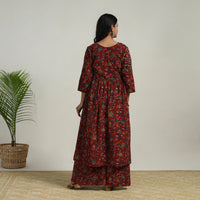 Red - Flared Cotton Block Print Kalamkari Kurta Set 25