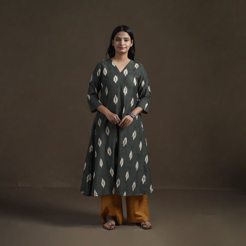 Cotton A-Line Pochampally Ikat Kurta for Women 02