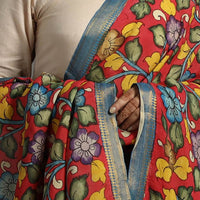 Red - Chanderi Silk Srikalahasti Handpainted Pen Kalamkari Dupatta 66