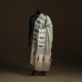 Sanganeri Hand Block Print Chanderi Silk Dupatta 51