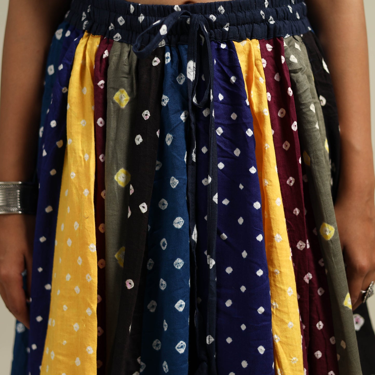 Multicolor - Bandhani Tie-Dye Patchwork Cotton Short Skirt 43
