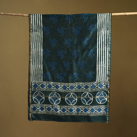 Green - Pipad Hand Block Print Natural Dyed Chanderi Silk Handloom Dupatta 19
