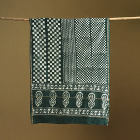 Green - Pipad Hand Block Print Natural Dyed Chanderi Silk Handloom Dupatta 17