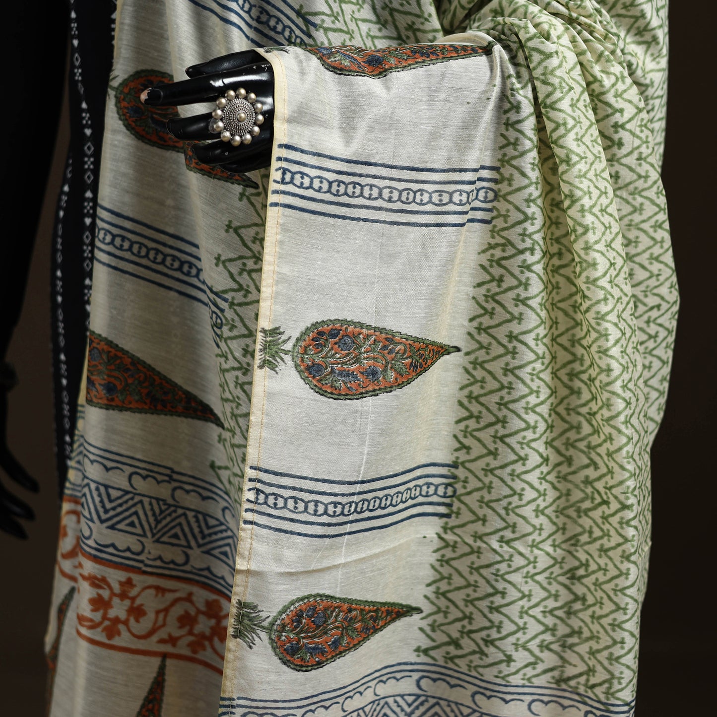 Sanganeri Hand Block Print Chanderi Silk Dupatta 51