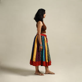 Multicolor - Bandhani Tie-Dye Patchwork Cotton Short Skirt 44