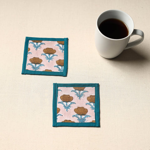 Beige Handmade Cotton Coasters (Set of 2)