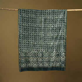 Black - Pipad Hand Block Print Natural Dyed Chanderi Silk Handloom Dupatta 16