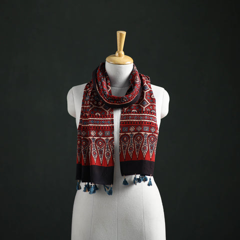 Pure Cotton Ajrakh Hand Block Print Natural Dyed Stole 02