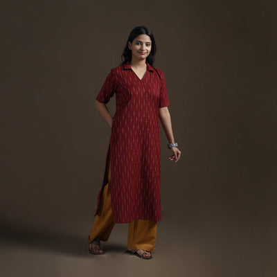 Pochampally Ikat Cotton Straight Kurta for Women 13