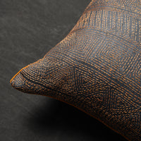 Grey - Tussar Silk Bengal Kantha Work Cushion Cover 28