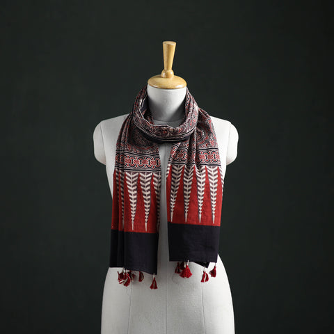 Pure Cotton Ajrakh Hand Block Print Natural Dyed Stole 03