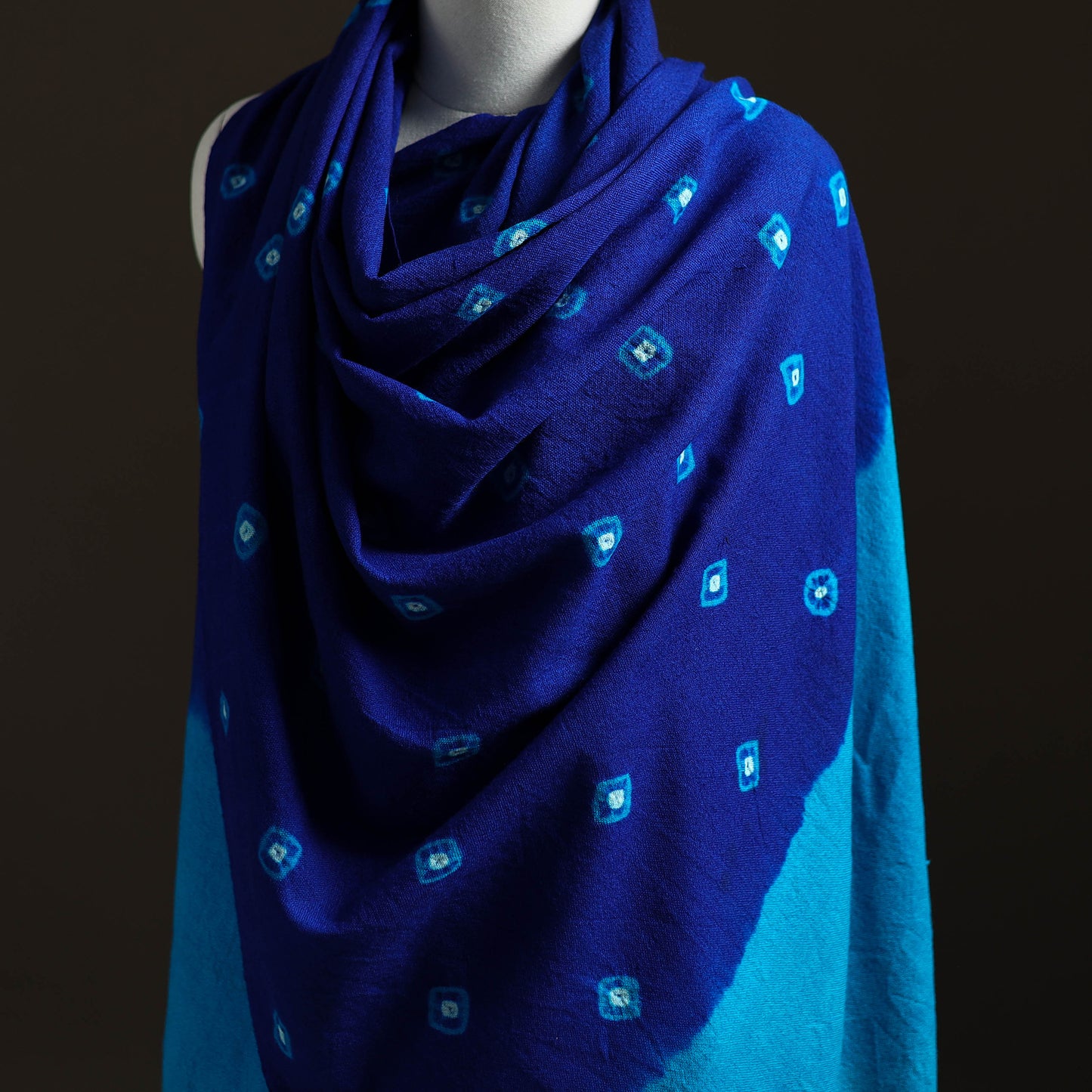 Kutch Handwoven Merino Wool Bandhani Tie-Dye Shawl 23