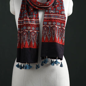 Pure Cotton Ajrakh Hand Block Print Natural Dyed Stole 04