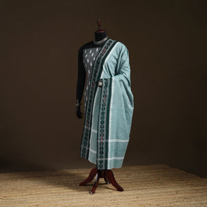 Green - Sambalpuri Ikat Cotton Dupatta from Odisha 17