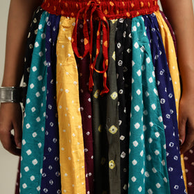 Multicolor - Bandhani Tie-Dye Patchwork Cotton Short Skirt 44
