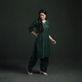 Spun Dupion Viscose Silk Zari Buti Straight Kurta with Salwar Set for women 06