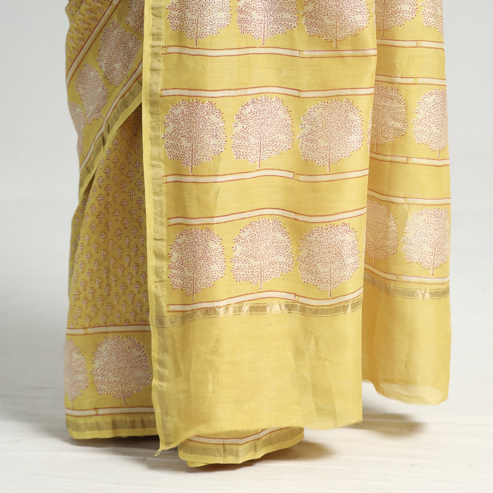 block printed silk saree