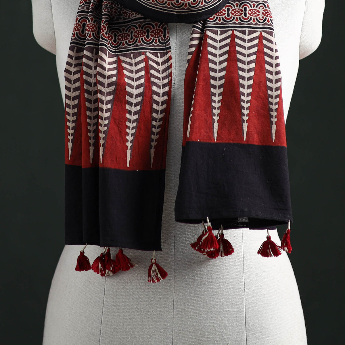 Pure Cotton Ajrakh Hand Block Print Natural Dyed Stole 05