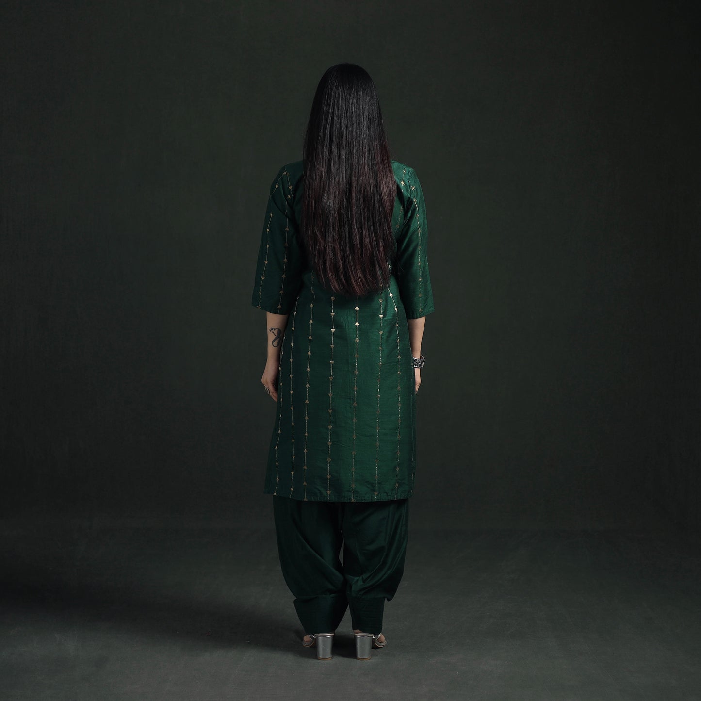 Spun Dupion Viscose Silk Zari Buti Straight Kurta with Salwar Set for women 06