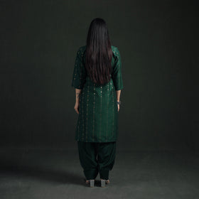 Spun Dupion Viscose Silk Zari Buti Straight Kurta with Salwar Set for women 06