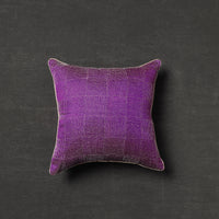 Purple - Tussar Silk Bengal Kantha Work Cushion Cover 29