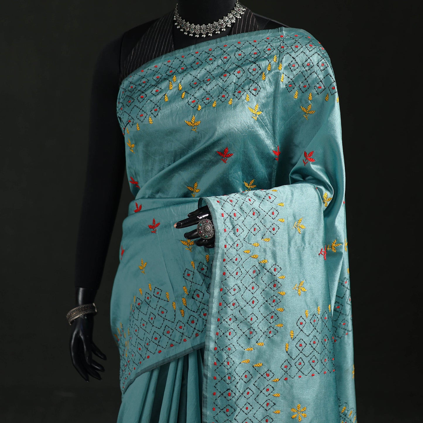 Hand Embroidered Silk Saree 24