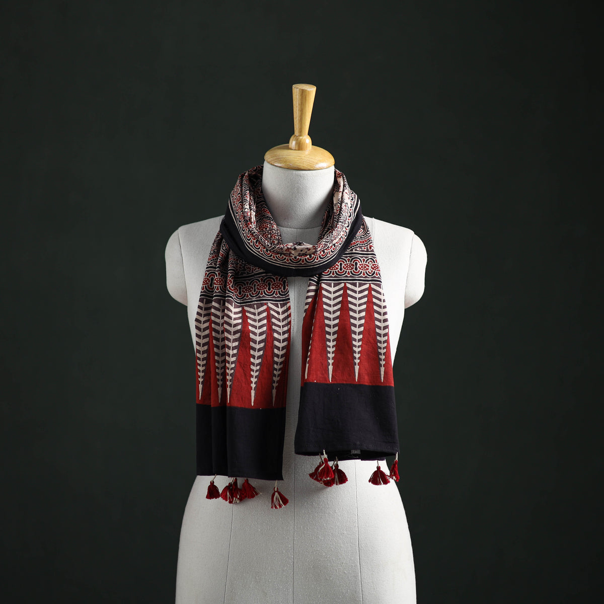 Pure Cotton Ajrakh Hand Block Print Natural Dyed Stole 05