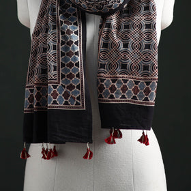Pure Cotton Ajrakh Hand Block Print Natural Dyed Stole 06