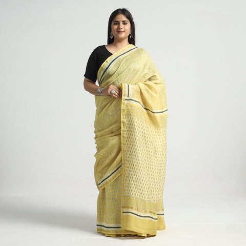 block printed silk saree