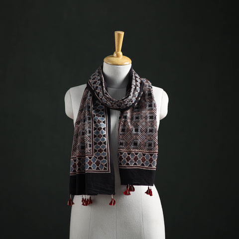 Pure Cotton Ajrakh Hand Block Print Natural Dyed Stole 06