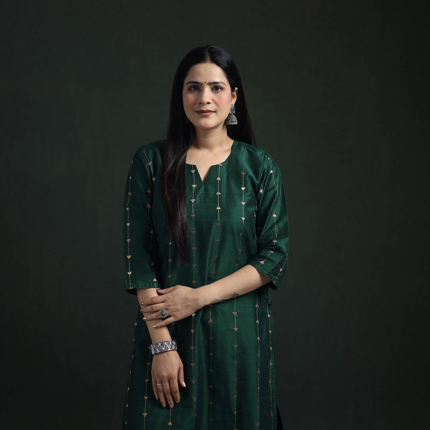 Spun Dupion Viscose Silk Zari Buti Straight Kurta with Salwar Set for women 06