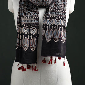 Pure Cotton Ajrakh Hand Block Print Natural Dyed Stole 08