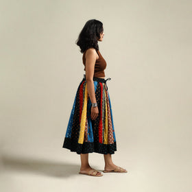 Multicolor - Bandhani Tie-Dye Patchwork Cotton Short Skirt 45