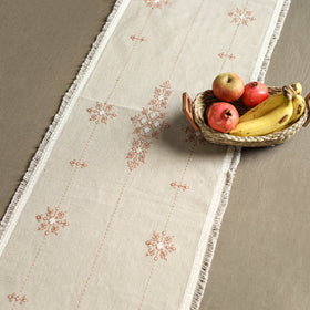 Beige - Tribal Hand Embroidered Table Runner by Kamli 01