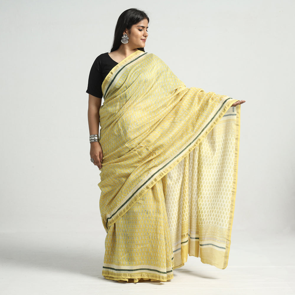 block printed silk saree