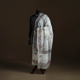 Sanganeri Hand Block Print Chanderi Silk Dupatta 53