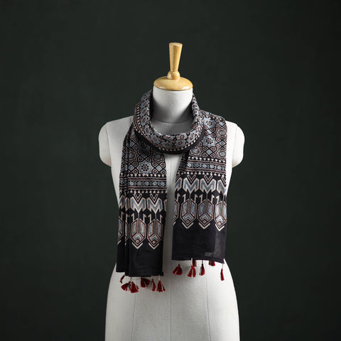 Pure Cotton Ajrakh Hand Block Print Natural Dyed Stole 08