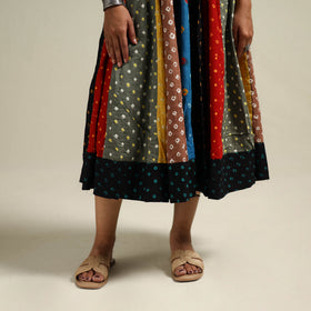 Multicolor - Bandhani Tie-Dye Patchwork Cotton Short Skirt 45