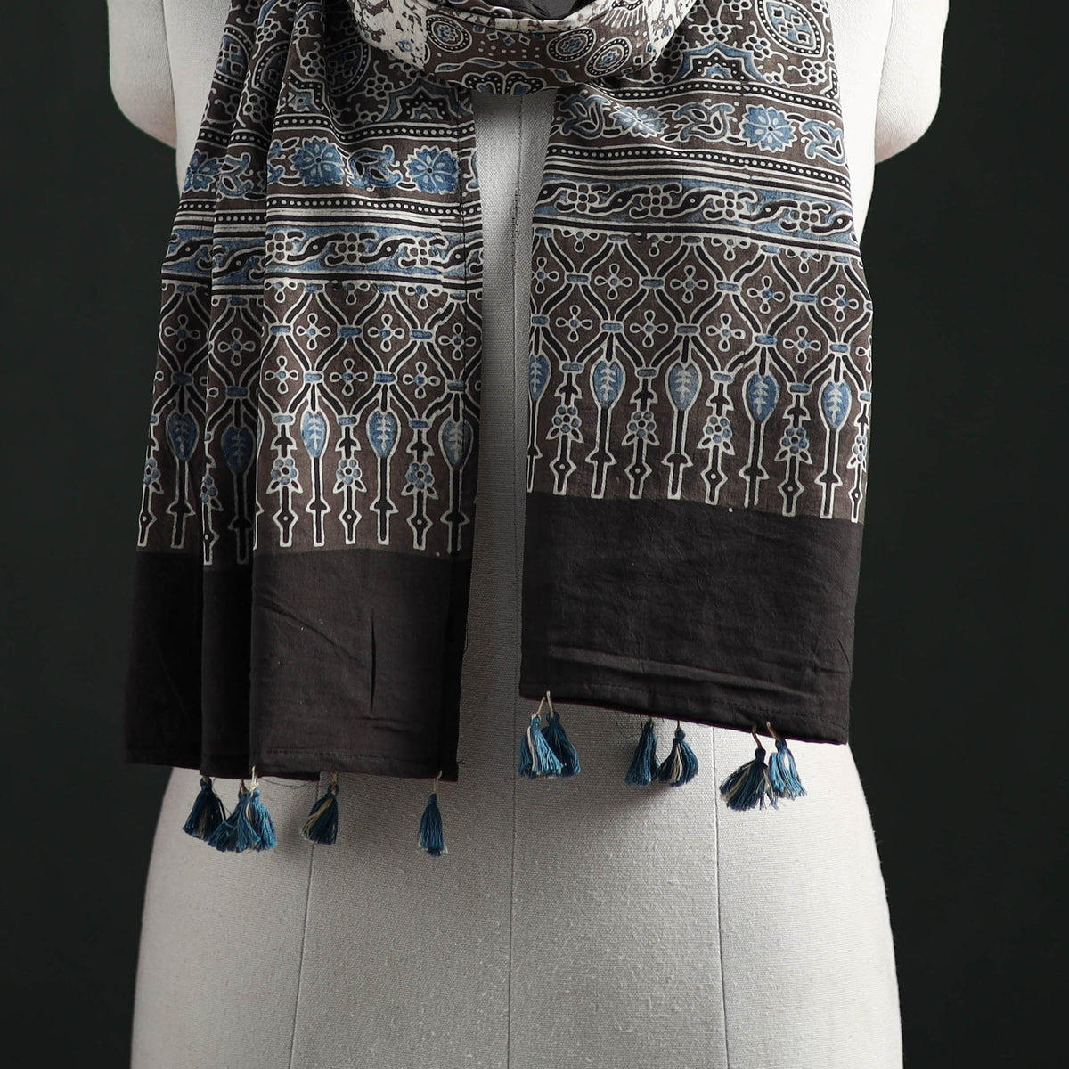 Pure Cotton Ajrakh Hand Block Print Natural Dyed Stole 09