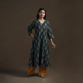 Cotton A-Line Pochampally Ikat Kurta for Women 05